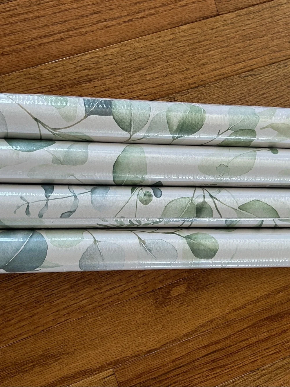 4 ROLLS - PEEL & STICK Green and Blue Leaf Wallpaper NEW - Home Wall Decor